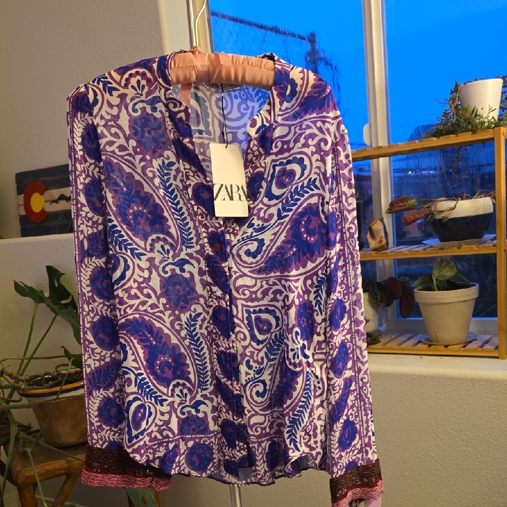 Zara Paisley Sheer Blouse